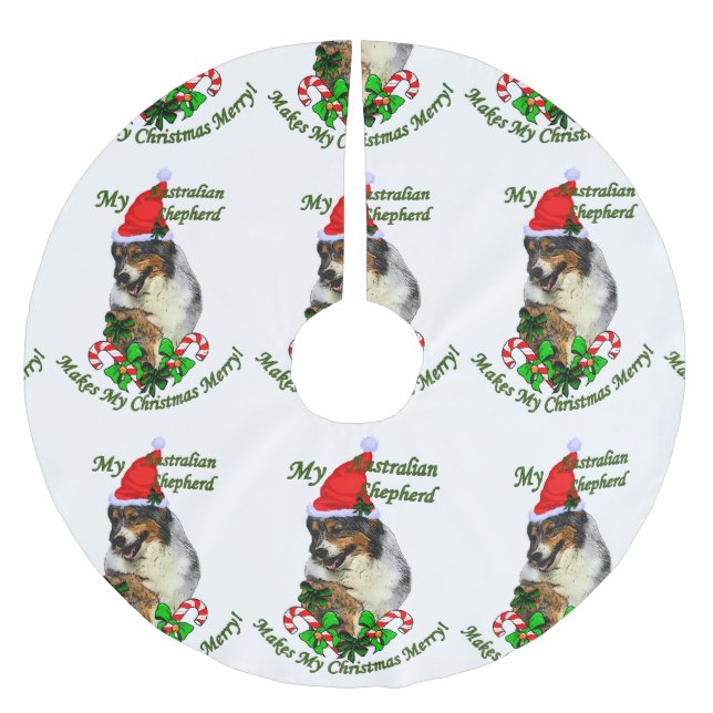 Australian Shepherd Christmas Polyester Weihnachtsbaumdecke (Vorderseite)