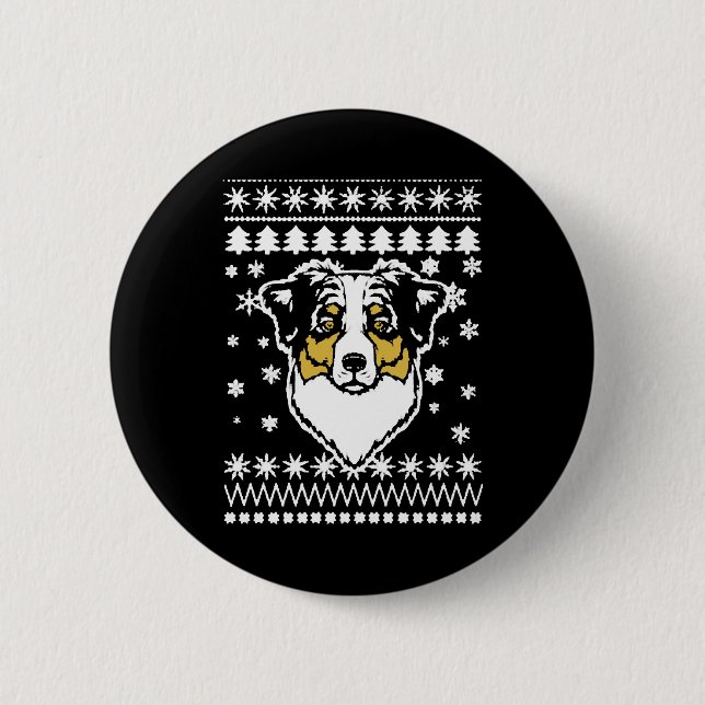 Australian Shepherd Christmas Shirt Button (Vorderseite)