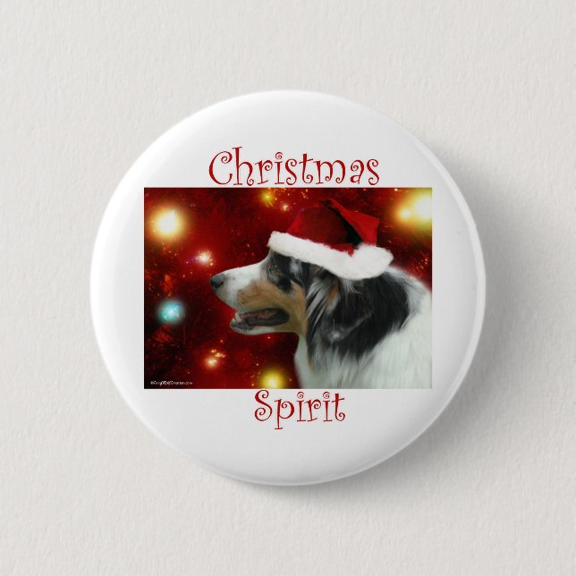 Australian Shepherd Christmas Spirit - Button (Vorderseite)