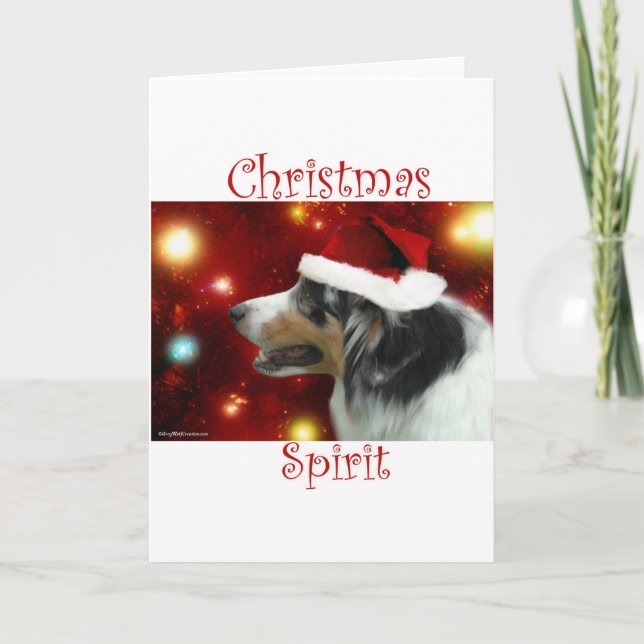 Australian Shepherd Christmas Spirit Feiertagskarte (Vorderseite)