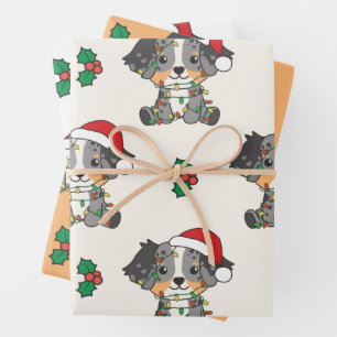 Australian Shepherd Christmas Winter Animals Geschenkpapier Set