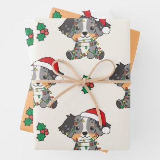 Australian Shepherd Christmas Winter Animals Geschenkpapier Set