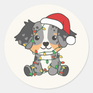 Australian Shepherd Christmas Winter Animals Runder Aufkleber