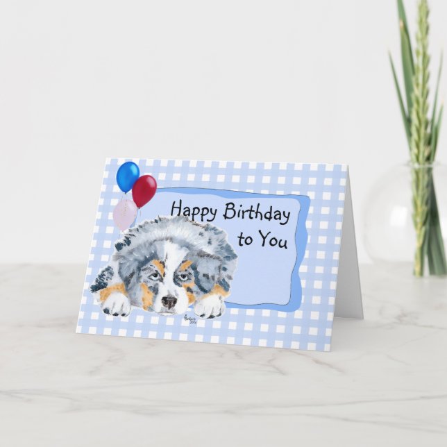 Australian Shepherd Custom Bonne Carte d'anniversa (Devant)