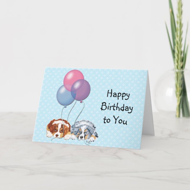 Australian Shepherd Custom Happy Birthday Card Karte (Vorderseite)