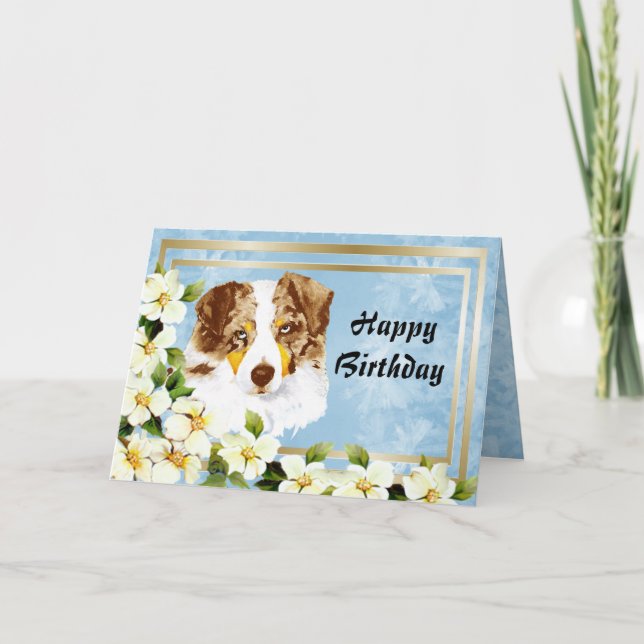 Australian Shepherd Custom Happy Birthday Card Karte (Vorderseite)