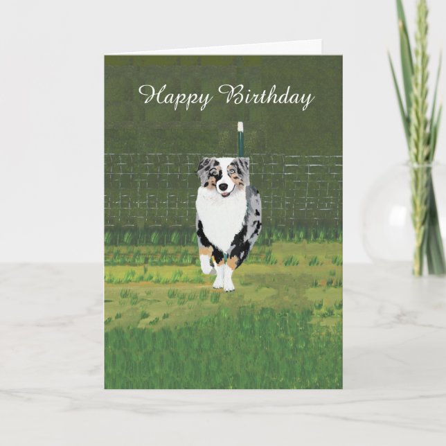 Australian Shepherd Custom Happy Birthday Card Karte (Vorderseite)
