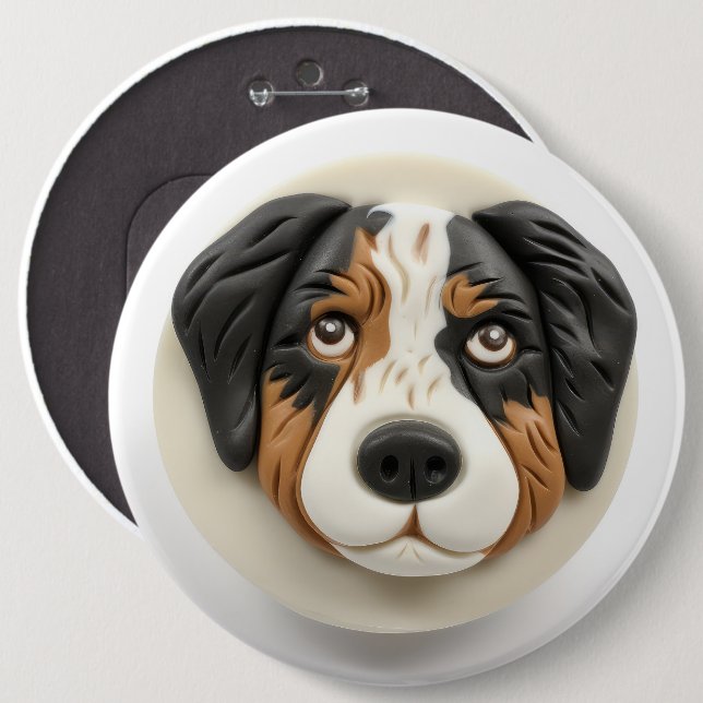 Australian Shepherd Dog 3D Inspiriert Button (Vorne & Hinten)