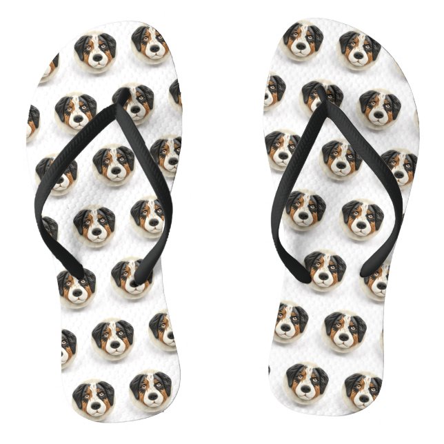 Australian Shepherd Dog 3D Inspiriert Flip Flops (Fußbett)