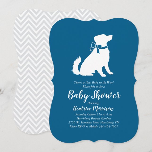 Australian Shepherd Dog Baby Shower Blue Boy Einladung (Vorne/Hinten)