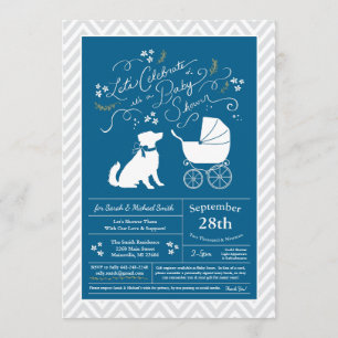 Australian Shepherd Dog Baby Shower Blue Boy Einladung