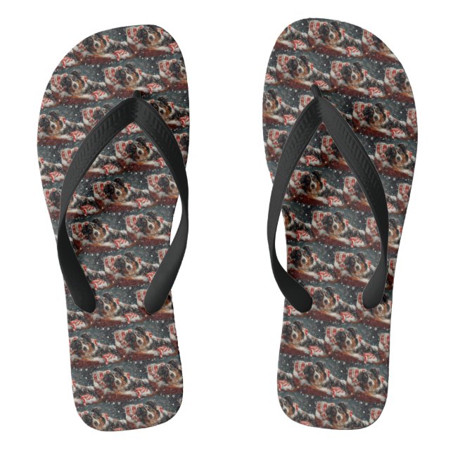 Australian Shepherd Dog Christmas Festive Flip Flops (Fußbett)