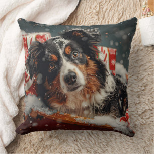 Australian Shepherd Dog Christmas Festive Kissen