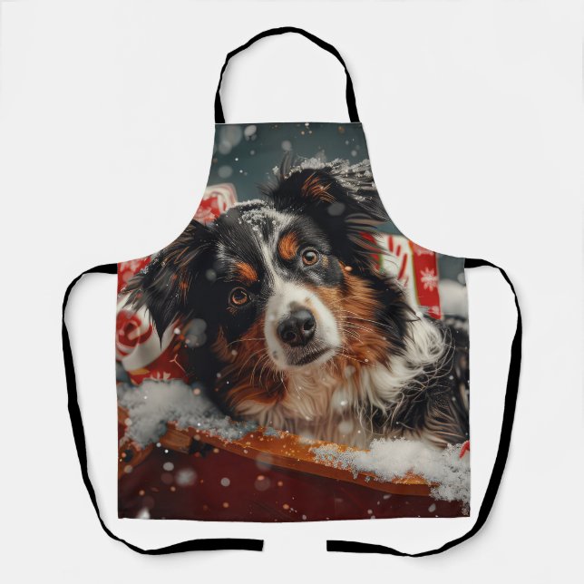 Australian Shepherd Dog Christmas Festive Schürze (Vorderseite)