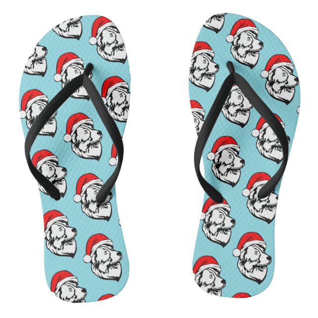 Australian Shepherd Dog Christmas Weihnachtsmannmü Flip Flops (Fußbett)