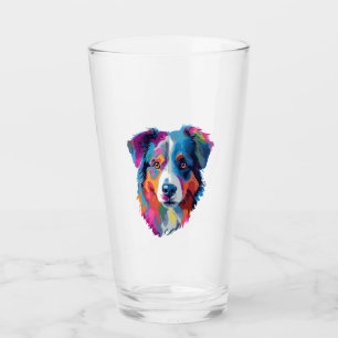Australian Shepherd Dog Colorful Glas