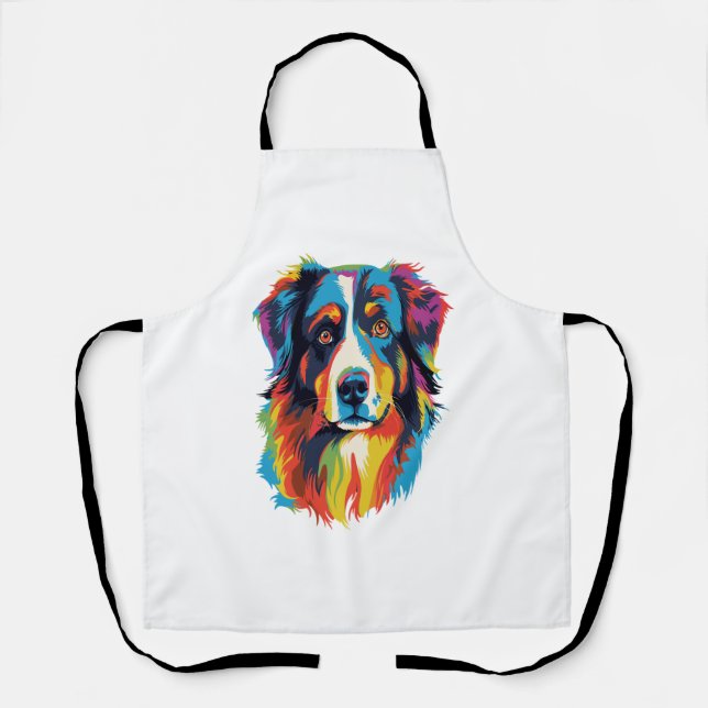 Australian Shepherd Dog Colorful Schürze (Vorderseite)
