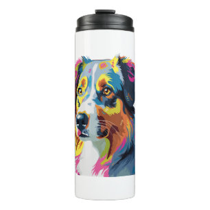 Australian Shepherd Dog Colorful Thermosbecher