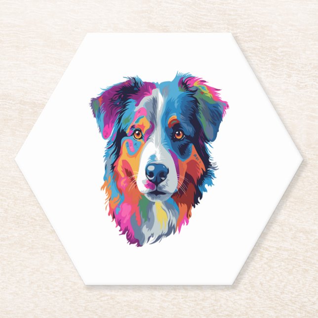 Australian Shepherd Dog Colorful Untersetzer (Vorderseite)