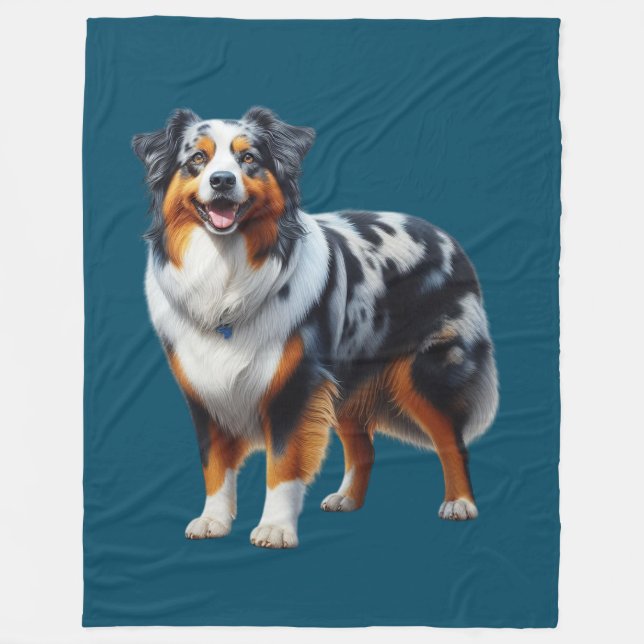 Australian Shepherd Dog Fleecedecke (Vorderseite)