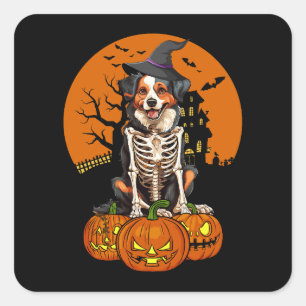 Australian Shepherd Dog Halloween Quadratischer Aufkleber