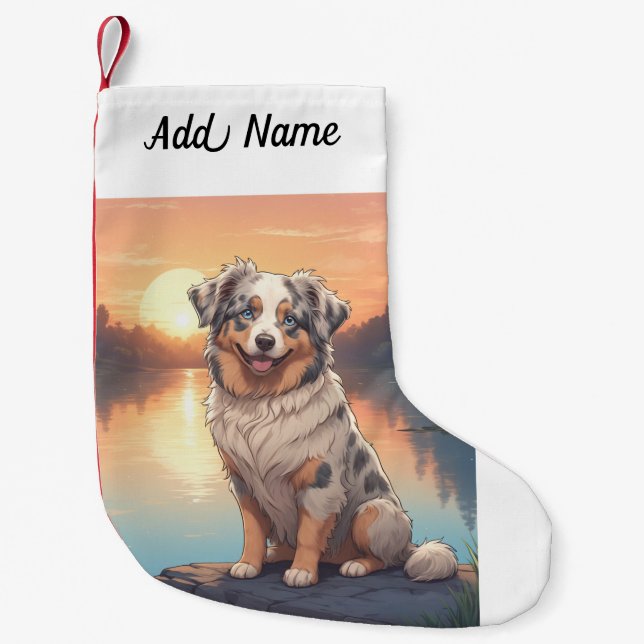 Australian Shepherd Dog Kleiner Weihnachtsstrumpf (Vorderseite)