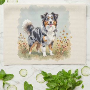 Australian Shepherd Dog Merle Long Schwanz Geschirrtuch