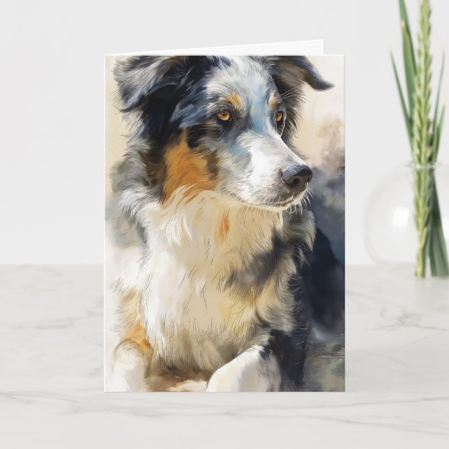 Australian shepherd dog portrait karte (Vorderseite)