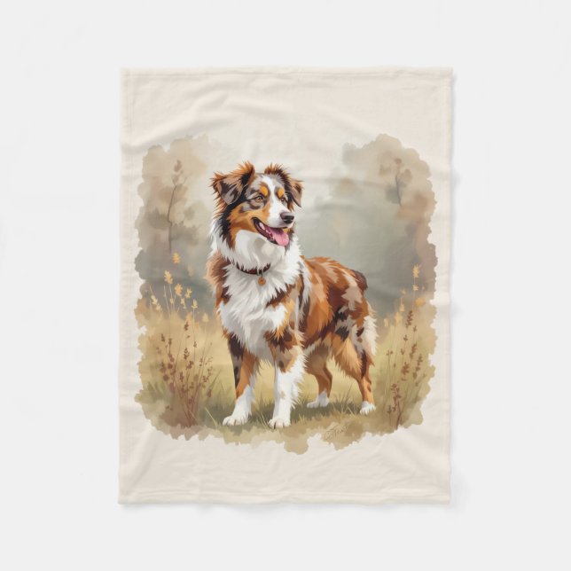 Australian Shepherd Dog Red Merle Aussie Fleecedecke (Vorderseite)