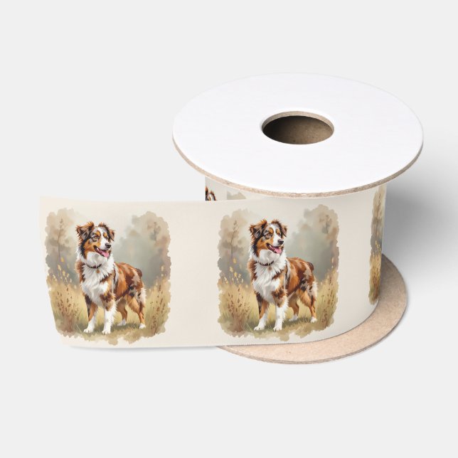 Australian Shepherd Dog Red Merle Aussie Satinband (Spule)