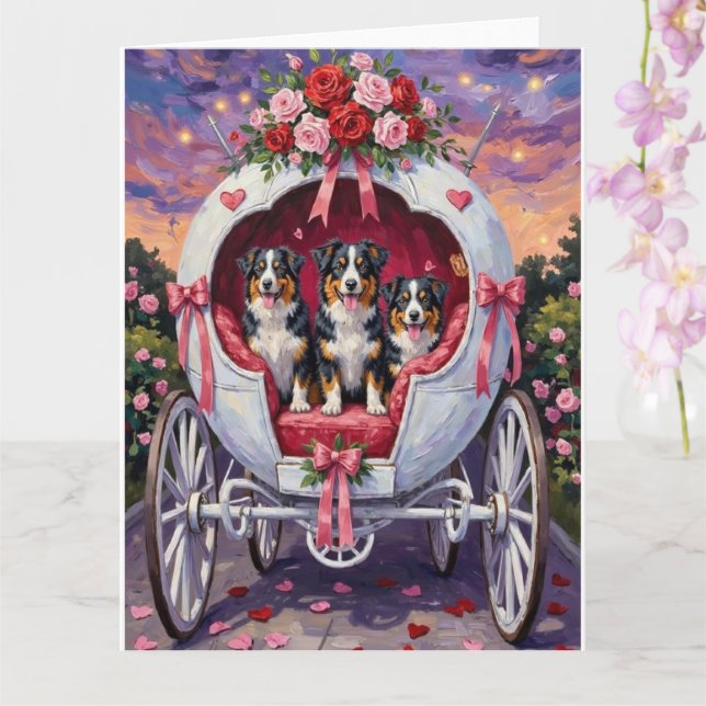 Australian Shepherd Dog Valentine's Day  Karte (Orchidee)