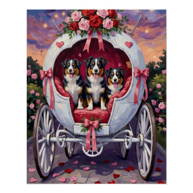 Australian Shepherd Dog Valentine's Day  Poster (Vorderseite)