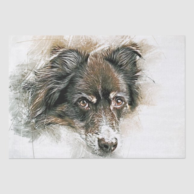 Australian Shepherd Dog Watercolor Seidenpapier (Vorderseite)