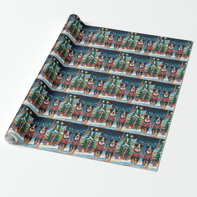 Australian Shepherd Dogs Christmas Snow Holiday Geschenkpapier (Ungerollt)