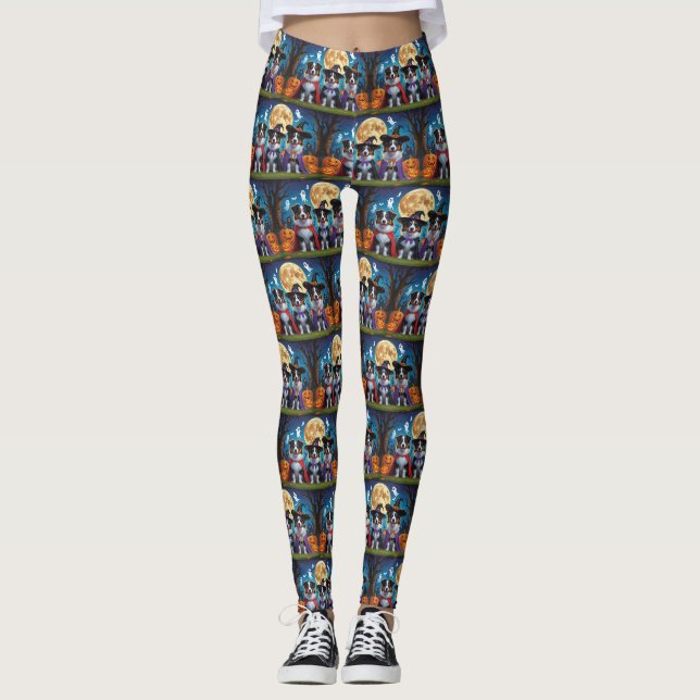 Australian Shepherd Dogs Pumpkin Halloween Funny Leggings (Vorderseite)