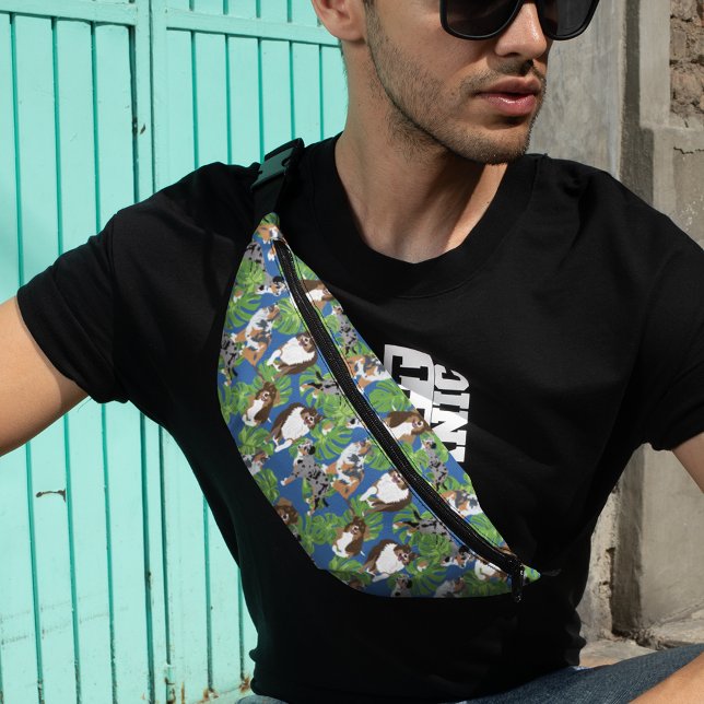 Australian Shepherd Dogs Tropical Blätter Bauchtasche (Von Creator hochgeladen)