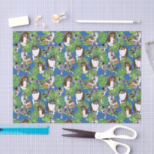 Australian Shepherd Dogs Tropical Blätter Seidenpapier