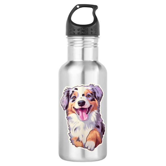 Australian Shepherd Edelstahlflasche (Vorderseite)