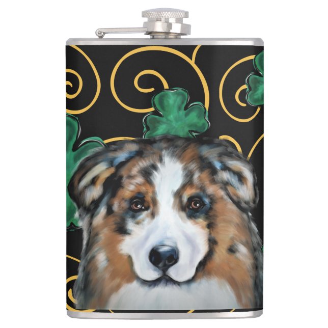 Australian Shepherd Flachmann (Vorderseite)