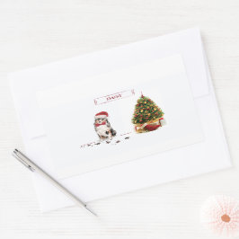 Australian Shepherd Funny Christmas Dog with Tree Rechteckiger Aufkleber