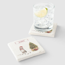 Australian Shepherd Funny Christmas Dog with Tree Steinuntersetzer