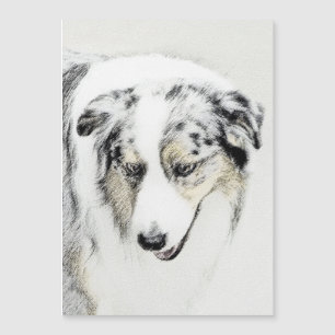 Australian Shepherd Gemälde - Originale Hunde Kuns Magnetkarte