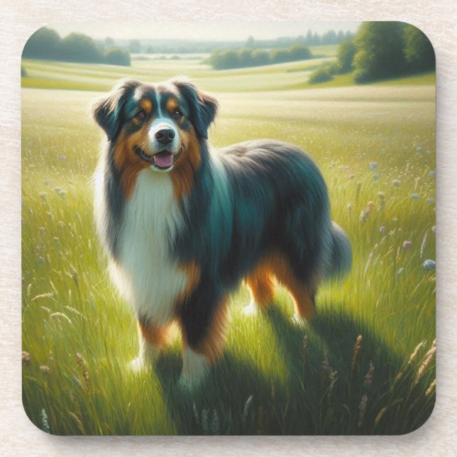 Australian Shepherd Getränkeuntersetzer (Vorderseite)