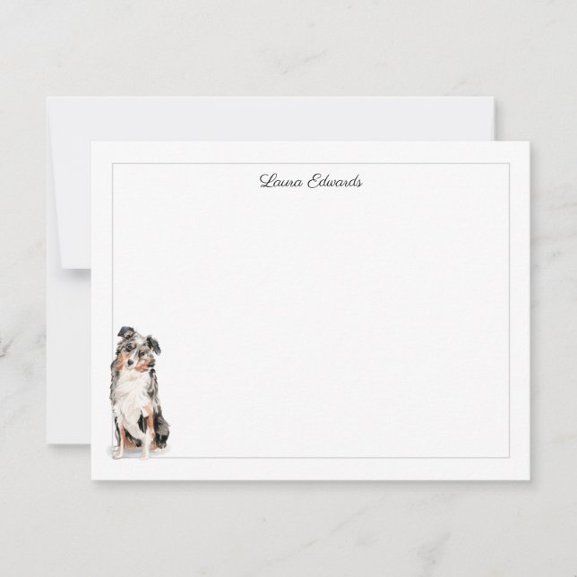 Australian Shepherd Gray Border Personalisiert Mitteilungskarte (Vorderseite)