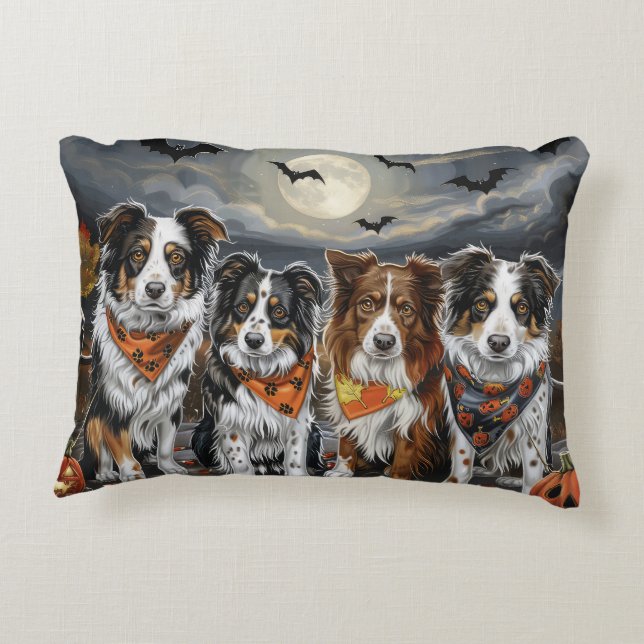 Australian Shepherd Halloween Spooky Dekokissen (Rückseite)