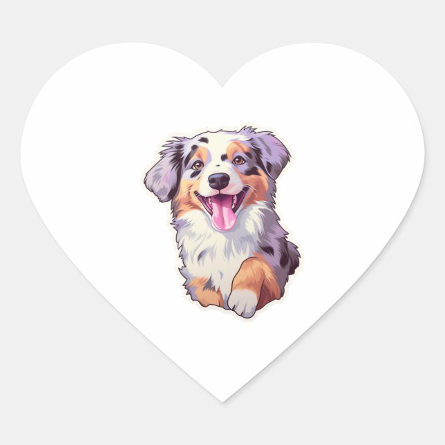 Australian Shepherd Herz-Aufkleber (Vorderseite)