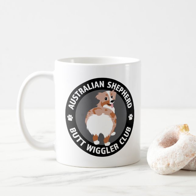 Australian Shepherd Hintern Wigglers Club - Red Me Kaffeetasse (Mit Donut)