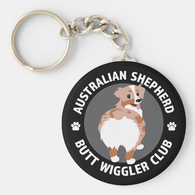 Australian Shepherd Hintern Wigglers Club - Red Me Schlüsselanhänger (Vorne)