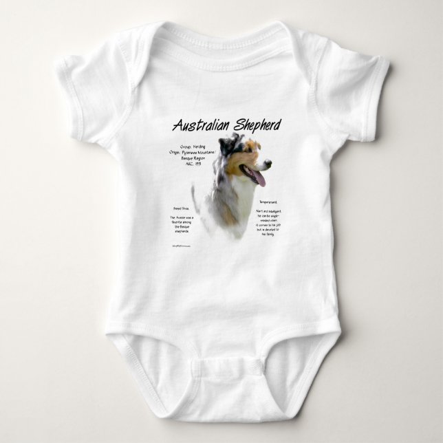 Australian Shepherd History, All about Aussies Baby Strampler (Vorderseite)