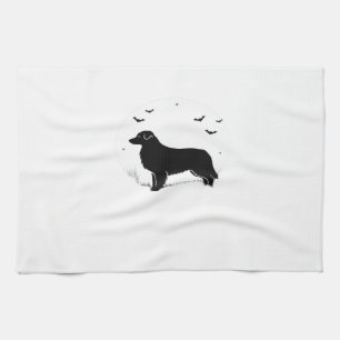 Australian Shepherd Hund � Halloween Mond Silhouet Geschirrtuch